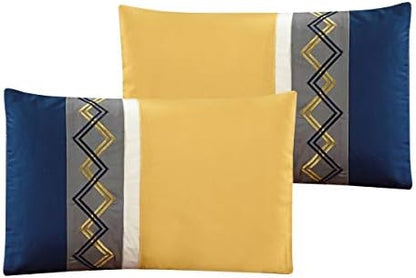 Chezmoi Collection 7-Piece Zigzag Embroidered Comforter Set, Full Size