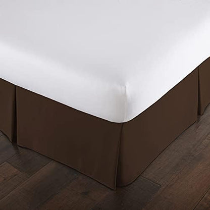 Southshore Fine Living Queen Bed Skirt 14 Inch Drop Soft Pleated Brown
