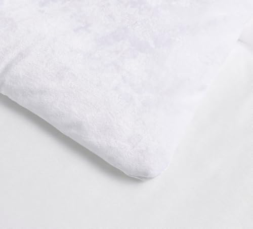 Fredsure Distressed Velvet Comforter Set, 5 Pieces Bright White King, Distressed Velvet Face and Brushed Microfiber Reverse