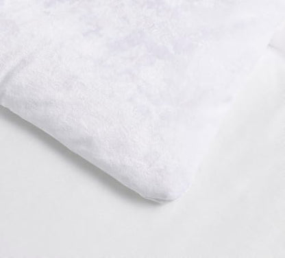 Fredsure Distressed Velvet Comforter Set, 5 Pieces Bright White King, Distressed Velvet Face and Brushed Microfiber Reverse