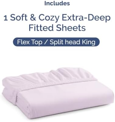 CGK Linens Deep Flex Top Split Head King Fitted Sheet - Light Lavender