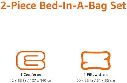 Amazon Basics 2 Piece Microfiber Kid's Comforter and Pillow Sham Set, Toddler, Bright Orange, Solid