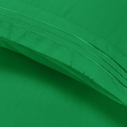 Elegant Comfort Luxury 5-Piece Bed Sheet Set - Luxury Bedding 1500 Premium Hotel Quality Microfiber, Wrinkle Resistant Cool and Breathable, Easy Elastic Fitted, Split King, Emerald Green