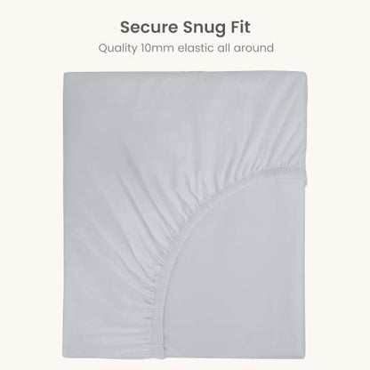 BIOWEAVES 100% Organic Cotton 1 Twin Fitted Sheet Only | 300 Thread Count Sateen Weave GOTS Certified with Deep Pocket - Glacier Gray