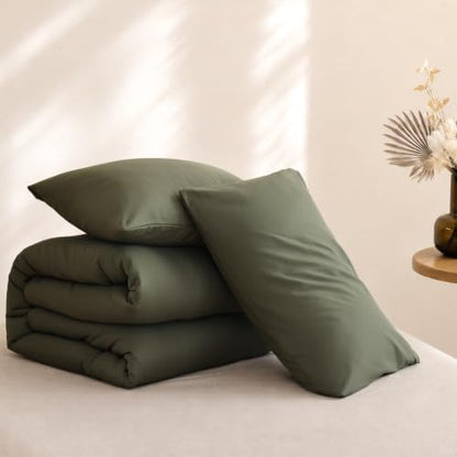 ROSGONIA Full Size Comforter Set, Olive Dark Green, 3pcs Soft Bedding Quilt