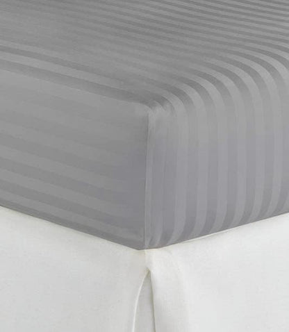 1 Piece King Size Fitted Sheet Only,15-Inch Deep Mattress,Light Grey Stripe