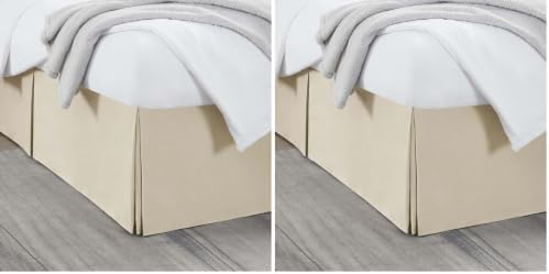 Nestl Cream Bed Skirt Queen Size - Queen Bed Skirt 14 Inch Drop - Brushed Microfiber - Hotel Quality Pleated Bed Skirt - Shrinkage & Fade Resistant (Pack of 2)