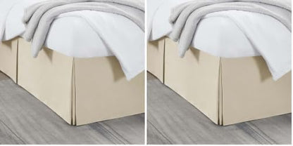 Nestl Cream Bed Skirt Queen Size - Queen Bed Skirt 14 Inch Drop - Brushed Microfiber - Hotel Quality Pleated Bed Skirt - Shrinkage & Fade Resistant (Pack of 2)