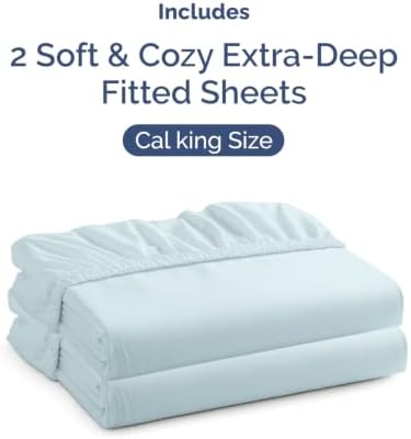 CGK Linens 2 Pack Extra Deep Cal King Fitted Sheets - Ice Blue