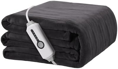 ReyyNio Electric Heated Blanket Throw Size 50"x60", 3H Auto-Off, Dark Gray