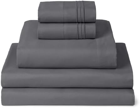 Mellanni Iconic 5-Piece, Ultra Soft Sheet Set (Split King, Gray)