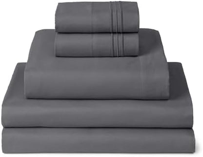 Mellanni Iconic 5-Piece, Ultra Soft Sheet Set (Split King, Gray)