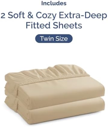 CGK Linens 2 Pack Extra Deep Twin Fitted Sheets - Cream