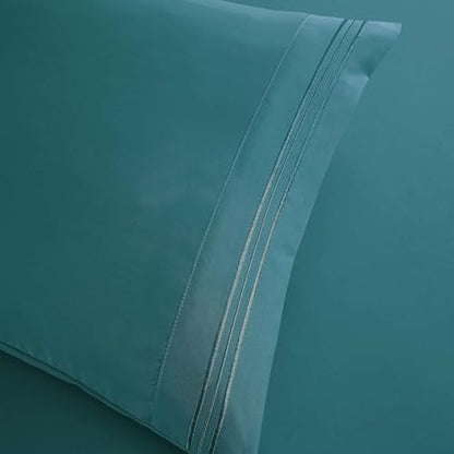 Clara Clark Full Sheets, 6 Piece Set - Hotel Luxury Bed Sheets, Super Soft Bedding Set, Full Size, Teal