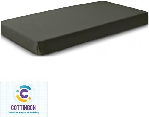 1 PC Cot Size 28" x 75" Fitted Sheet Only, 100% Egyptian Cotton, Stone Grey