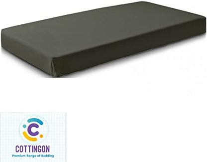 1 PC Cot Size 28" x 75" Fitted Sheet Only, 100% Egyptian Cotton, Stone Grey
