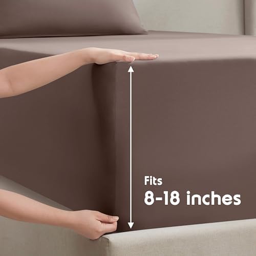 Nestl Queen Sheet Set - Bed Sheets - Chocolate Brown - 4-Piece Deep Pocket