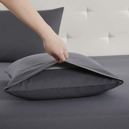 Clara Clark Full Sheets, 6 Piece Set - Hotel Luxury Bed Sheets, Super Soft Bedding Set, Full Size, Charcoal Gray