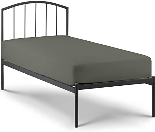 1 PC Cot Size 28" x 75" Fitted Sheet Only, 100% Egyptian Cotton, Stone Grey