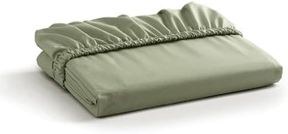 Linen Home 100% Cotton Percale Twin Size Fitted Sheet only, Sage