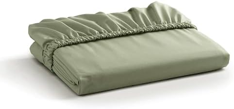 Linen Home 100% Cotton Percale Fitted Sheet only, Full Size, Sage