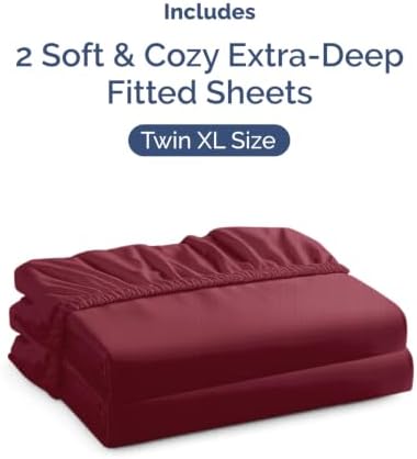CGK Linens 2 Pack Extra Deep Twin XL Fitted Sheets - Burgundy