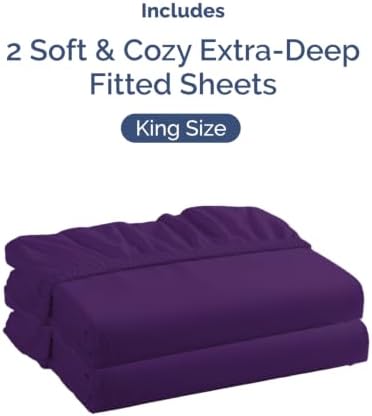 CGK Linens 2 Pack Extra Deep King Fitted Sheets - Purple