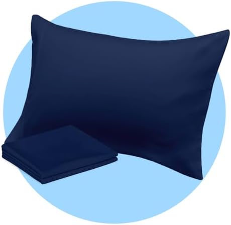 Avalon Bedding Pillow Cases Standard Size Navy Blue Pillow Cases Set of 2 Cotton Blend 200 TC Soft & Breathable Perfect for Home & Hospital, Hotel Quality Queen Pillow Protectors 30x20 Inches