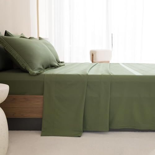 Andency Oversized Queen Comforter Set, 7 Pieces Olive Green Bedding