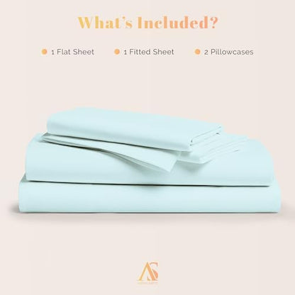 100% Egyptian Cotton Sheet California King Size - 800 Series Elite Collection Cal King Size Bed Sheets Set (4 PC, Sea Foam), Soft, Cooling, 16" Deep Pocket Luxury Hotel Bedsheet