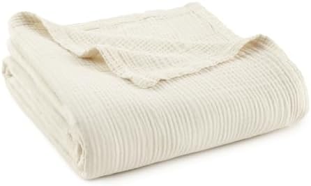 100% Cotton Organic Muslin Throw Blanket for Adults GOTS & Fairtrade Certified Organic Cotton - Couch Living Room and Bedroom Decor - 4 Layer Super Soft and Cozy (Natural, King)
