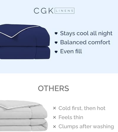 Cooling Comforter Full/Queen Size - Cooling Summer Blanket - 90x90 (Navy)