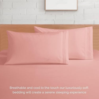 Elegant Comfort 4-Piece Bed Sheet Set - Luxury Bedding 1500 Premium Hotel Quality Microfiber, All Around Elastic 18-24 Inches Deep Fitted Sheet- Extra Deep Pocket Sheets, Full, Violet