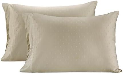 LANE LINEN 100% Egyptian Cotton Queen Sheet Set Sateen - Linen Swiss Dot