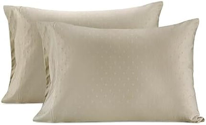 LANE LINEN 100% Egyptian Cotton Queen Sheet Set Sateen - Linen Swiss Dot