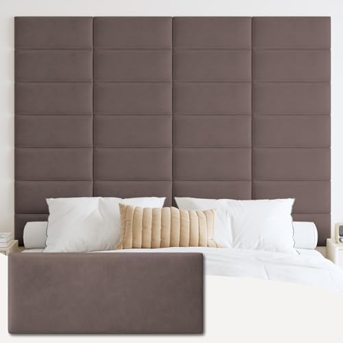 IFNOW Wall Mounted Headboard, Peel and Stick Panels, Dark Skin, Queen