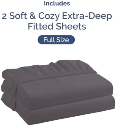 CGK Linens 2 Pack Extra Deep Full Fitted Sheets - Dark Grey