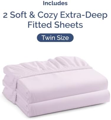 CGK Linens 2 Pack Extra Deep Twin Fitted Sheets - Light Lavender