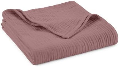 100% Cotton Organic Muslin Baby Swaddle Blanket GOTS & Fairtrade Certified Organic Cotton - Couch Living Room and Bedroom Decor - 4 Layer Super Soft and Cozy (Wood Rose, Baby)