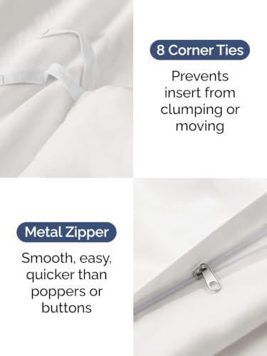 Duvet Cover Oversized Queen - 3 Piece w/ Zipper Closure - Antique White