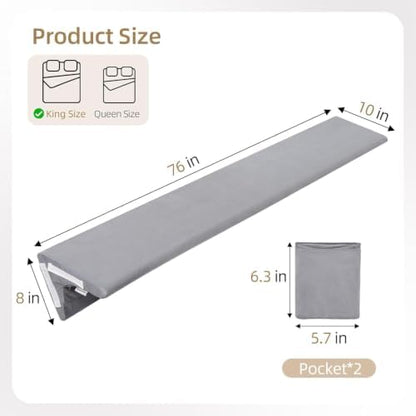 Vekkia Bed Wedge Pillow for Headboard Gap(Grey,King 76 in x 10 in x8 in)