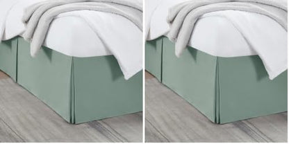 Nestl Sage Green Bed Skirt King Size - King Bed Skirt 14 Inch Drop - Brushed Microfiber Bed Skirts - Hotel Quality Pleated Bed Skirt - Shrinkage & Fade Resistant (Pack of 2)