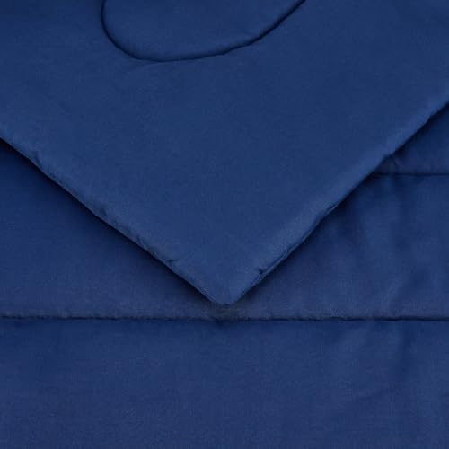 Amazon Basics 2-Piece Soft Microfiber Kid's Comforter and Pillow Sham Set, Twin, Navy, Solid