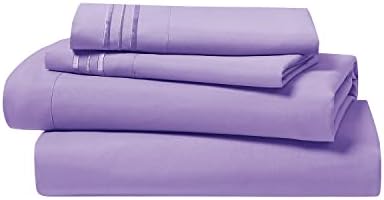 Clara Clark Bed Sheets, Premier 1800 Series 4 Piece Bed Sheet Set, Deep Pocket, Wrinkle, Fade, Stain Resistant, Luxury Soft Bedding Sheets & Pillowcases, Twin-XL, Lavender