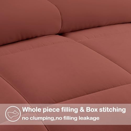 EASELAND King Size Down Alternative Comforter, Terracotta, 90x102 Inches