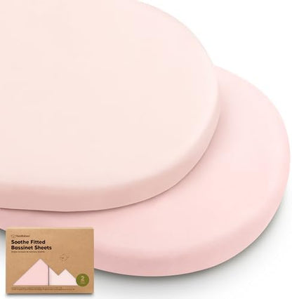 2pk Organic Baby Bassinet Sheets Boys, Girls, Fitted Sheet (Mist Rose)
