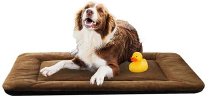 Dog Crate Pad Washable Dog Bed for Crate Large Cozy Mat 48-Inch Brown
