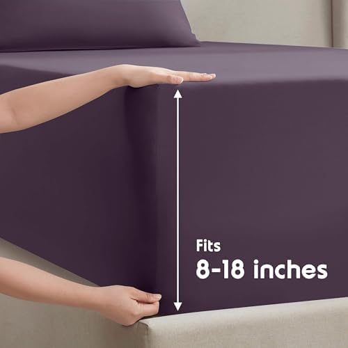 Nestl Twin XL Sheet Set - Bed Sheets - Purple - 3-Piece Deep Pocket