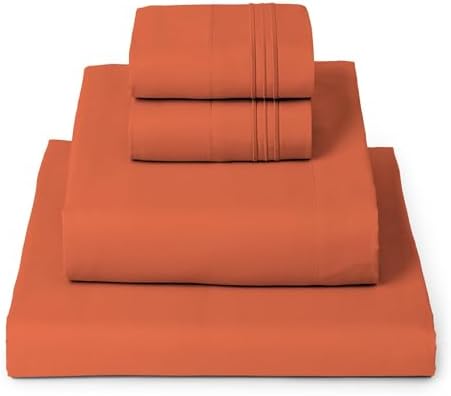 Mellanni Iconic 4-Piece, Ultra Soft Sheet Set (King, Poppy Orange)
