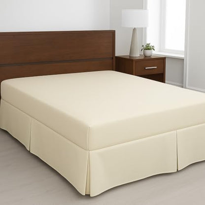 Mattress-Homes Luxury Box Pleated Bed Skirt Split Corners Platform Style Easy Fit Fade & Wrinkle Resistant with Tailored Drop 21 Inch (Full, Ivory)